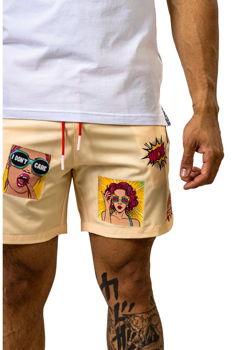 Swim Marthyr Print Swim Trunks, Alternate, color, YELLOW