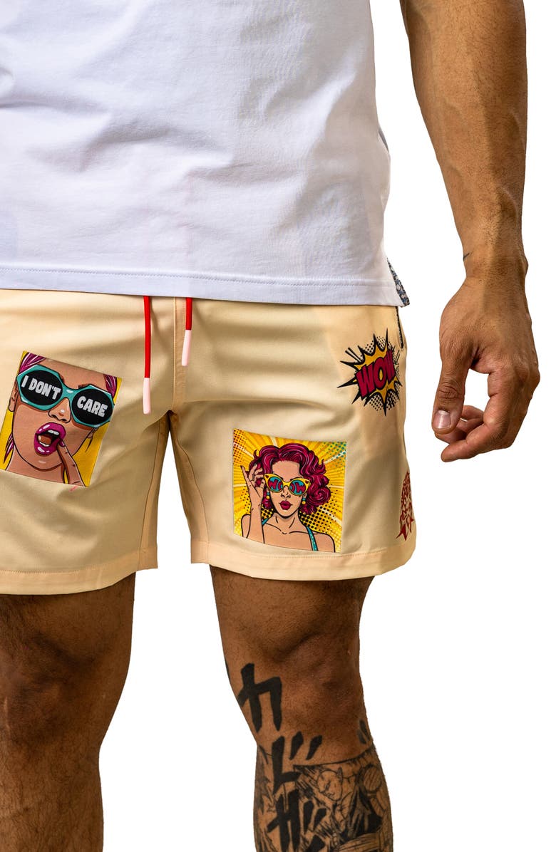 Maceoo Swim Marthyr Print Swim Trunks, Alternate, color, Yellow