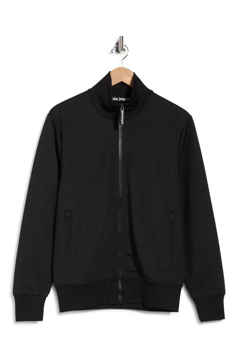 Back Curved Logo Track Jacket, Main, color, BLACK/OFF WHITE