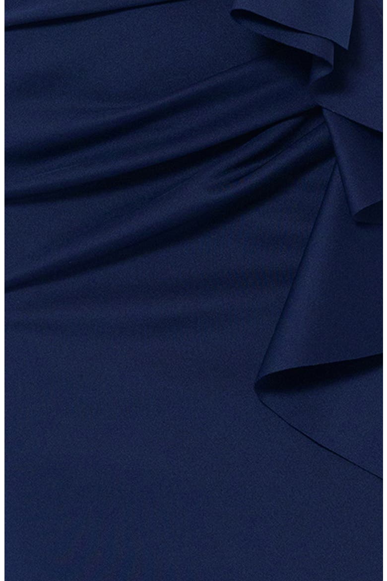 Ruffle One-Shoulder Scuba Knit Gown, Alternate, color, MIDNIGHT