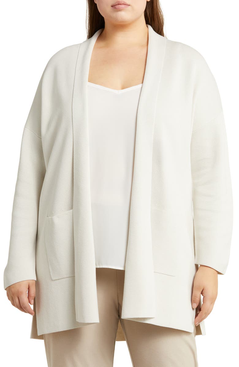 Eileen Fisher Silk & Organic Cotton Longline Cardigan, Main, color,
