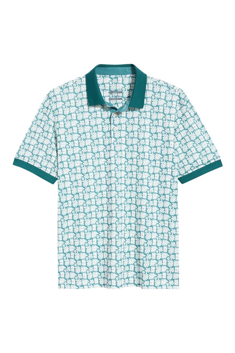 Sun Floral Piqué Performance Golf Polo, Main, color, ATLANTIC DEEP