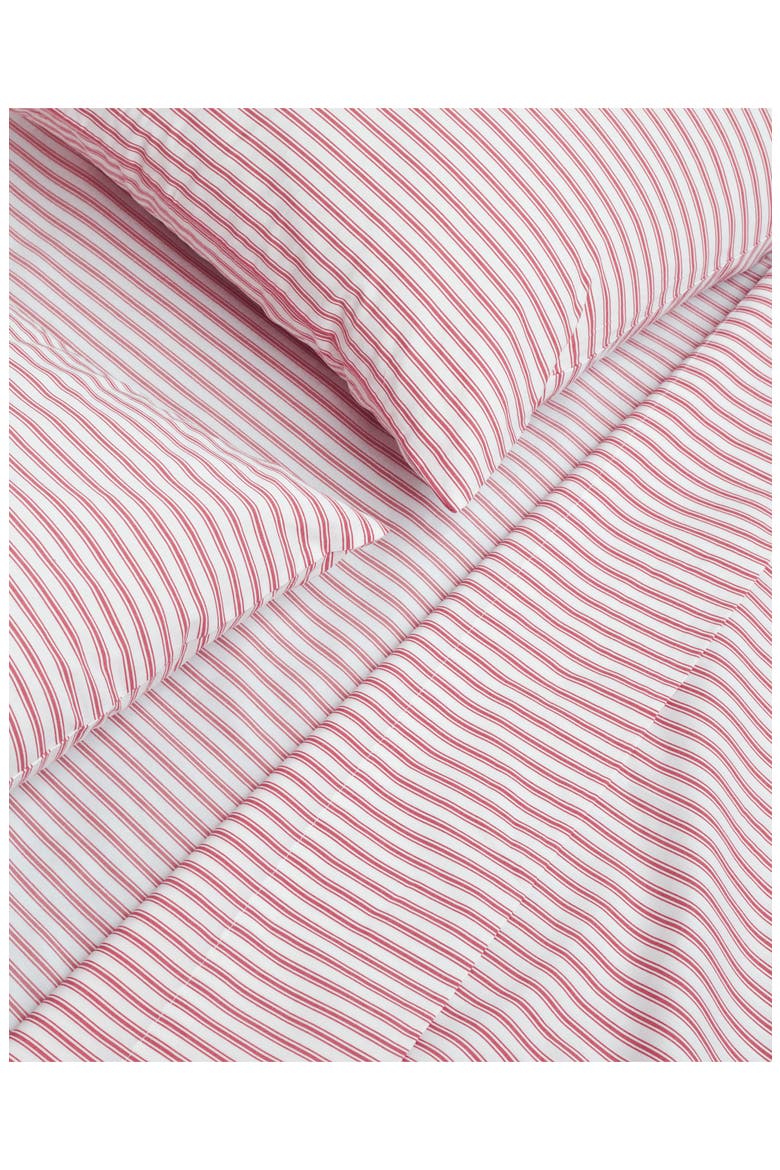 Ticking Stripe Cotton Percale Sheet Set, Alternate, color, RED