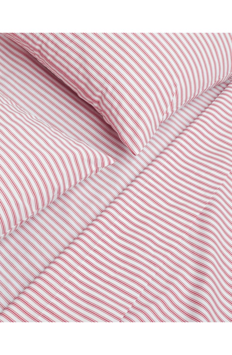 Petite Plume Antique Ticking Stripe Cotton Sheet Set, Alternate, color, Red