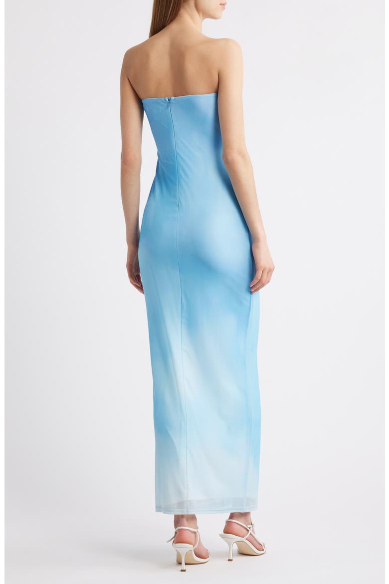Spring Sky Strapless Satin Maxi Dress, Alternate, color, BLUE