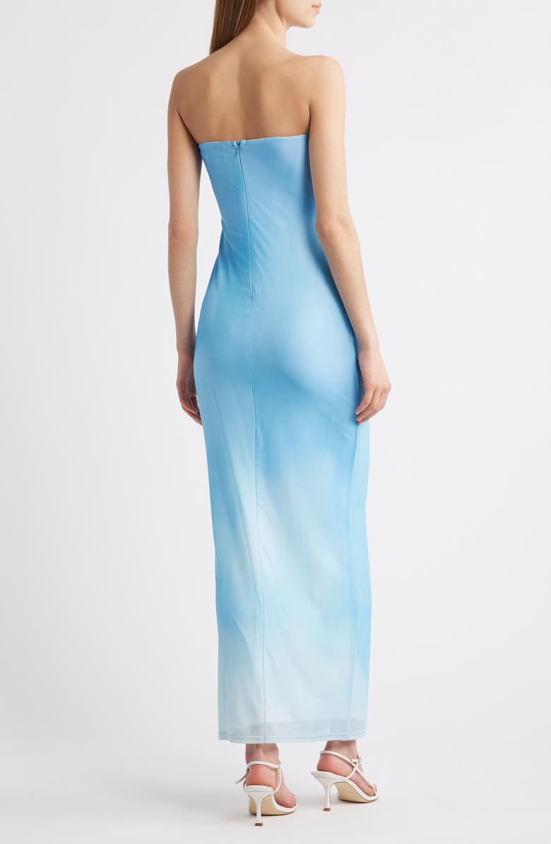 Rare London Spring Sky Strapless Satin Maxi Dress, Alternate, color, Blue