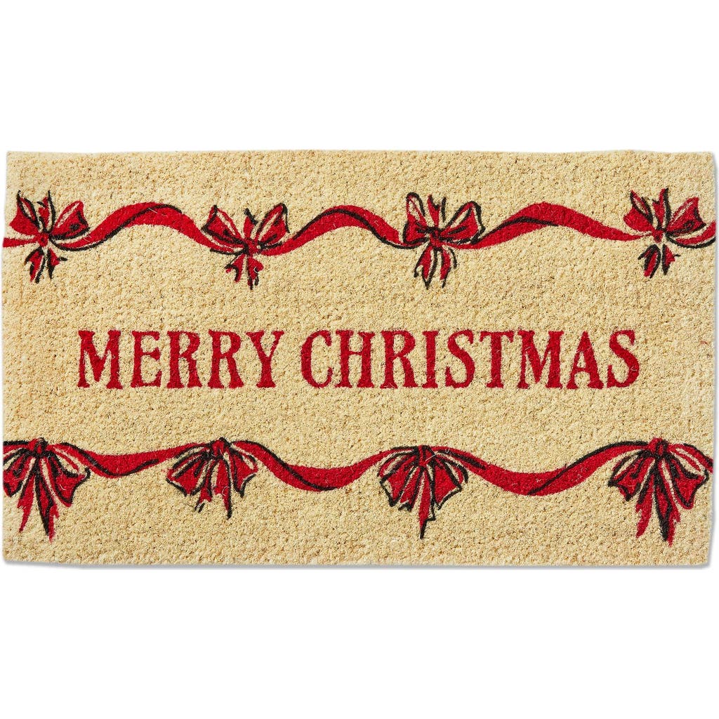 Tag Merry Christmas Bows Coir Door Mat Natural Coir Doormat In Multi