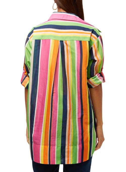 Shop Trina Turk Button Up Swing Top In Striped Multi