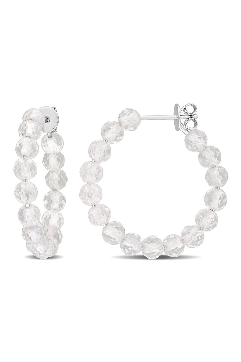Faceted Hoop Earrings, Main, color, WHITE TOPAZ
