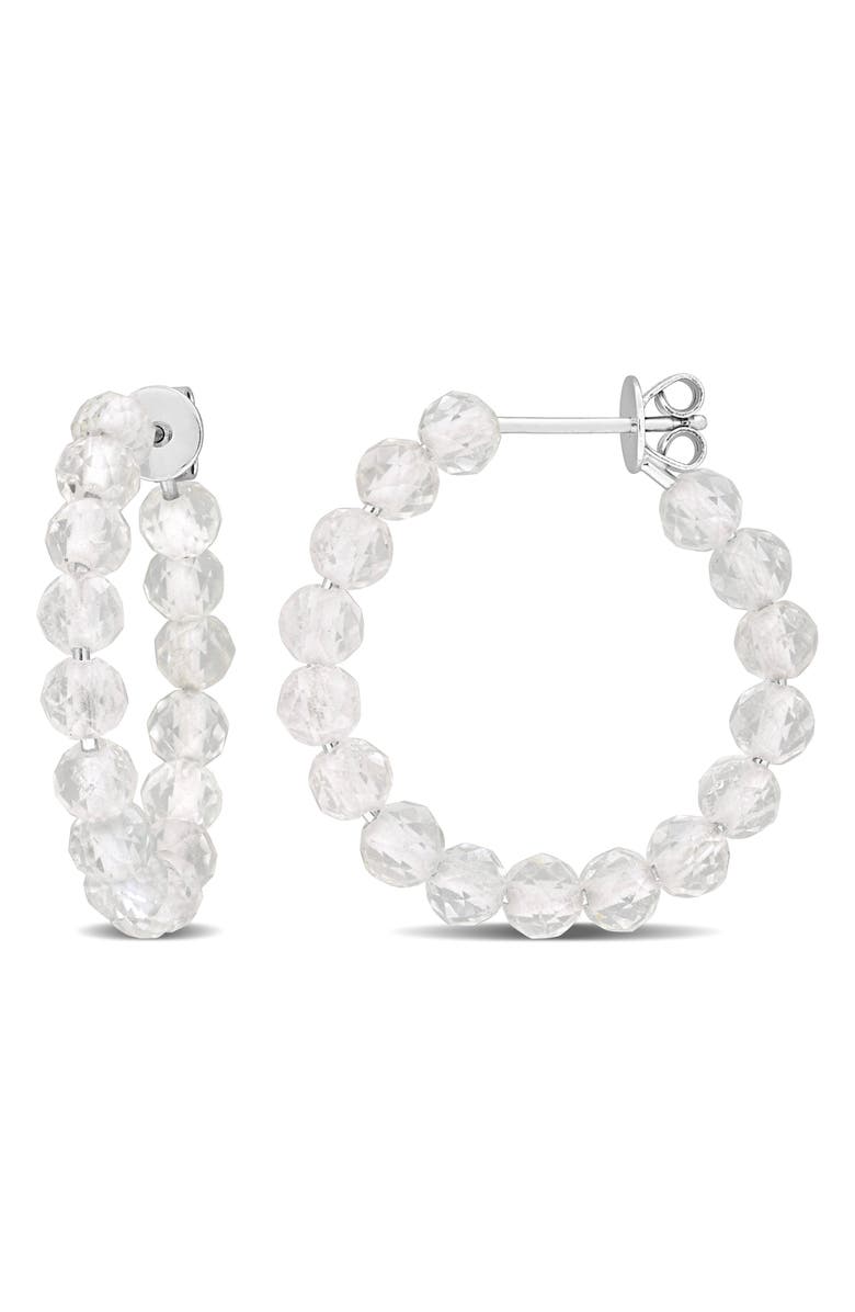 DELMAR Faceted Hoop Earrings, Main, color, White Topaz