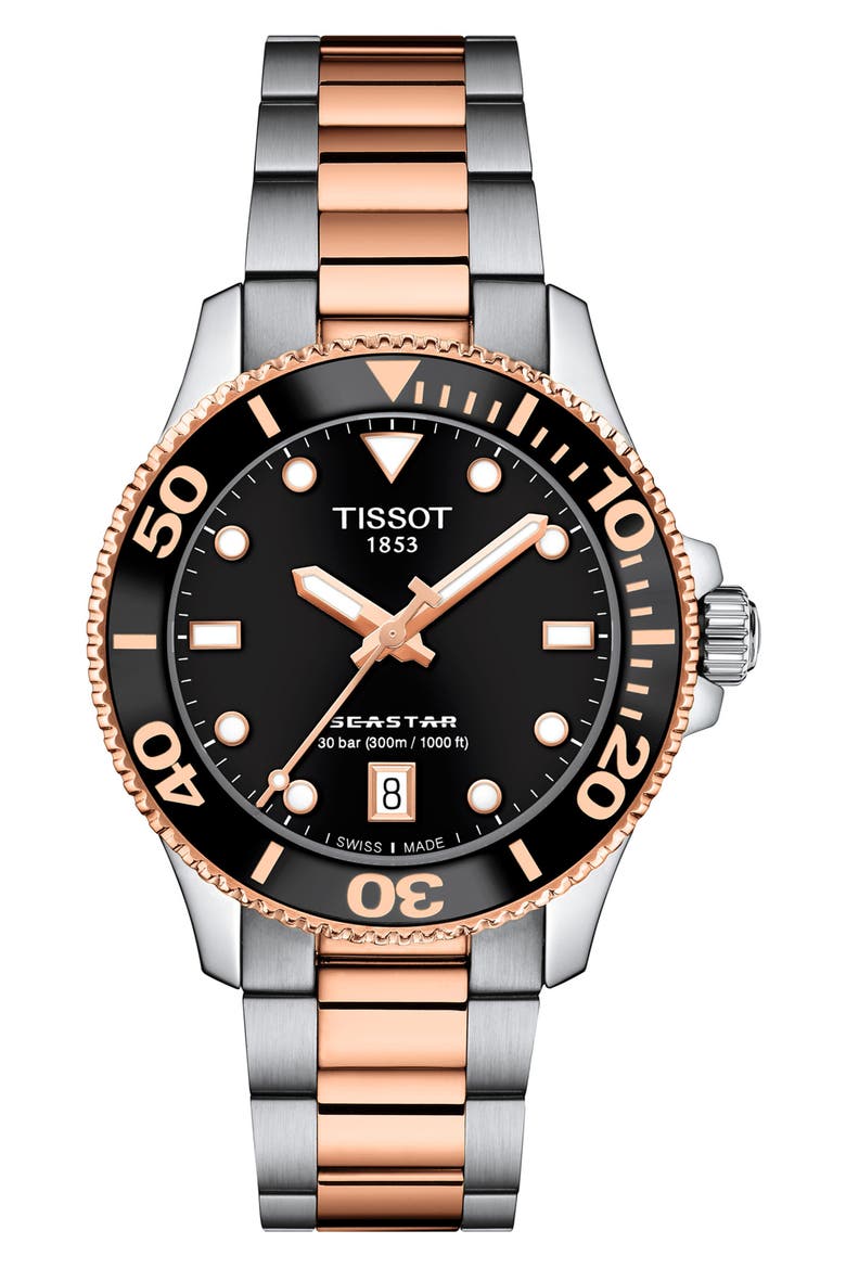 TISSOT SEASTAR オクタゴン シルバー ゴールド コンビ Tissot Seastar 1000 Two-Tone Bracelet Watch, 36mm (Women) | Nordstrom