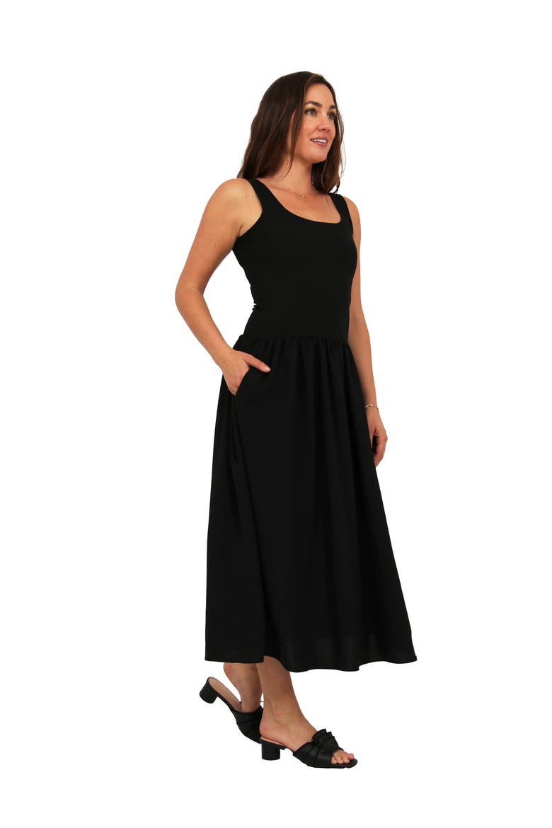 Womens Essential Sleeveless Scoop Neck A-Line Pocket Maxi Dress, Alternate, color, Black