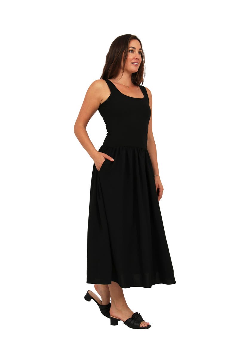 24seven Comfort Apparel Womens Essential Sleeveless Scoop Neck A-Line Pocket Maxi Dress, Alternate, color, Black