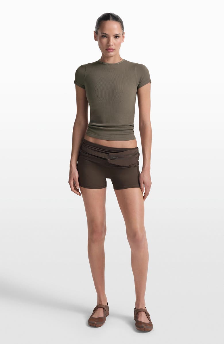 NikeSKIMS Ribbed Seamless T-Shirt, Alternate, color, Dusty Oakmoss/ Dune