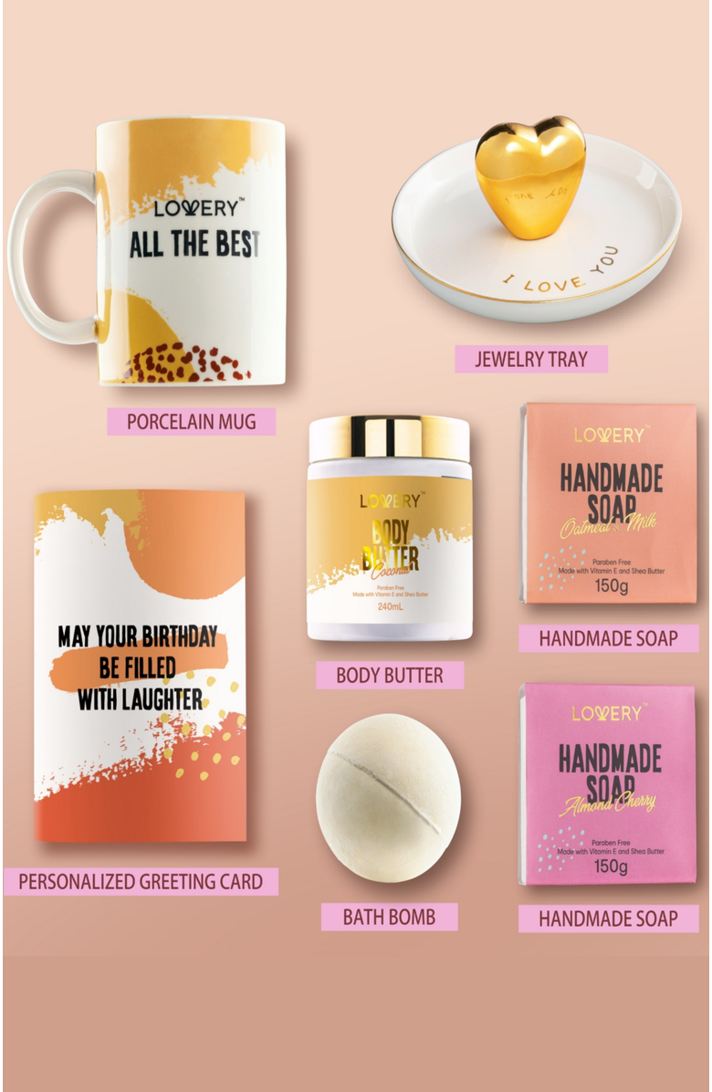 Lovery Personalized Birthday Box, Alternate, color, Mauve, Orange, Cream, Gold