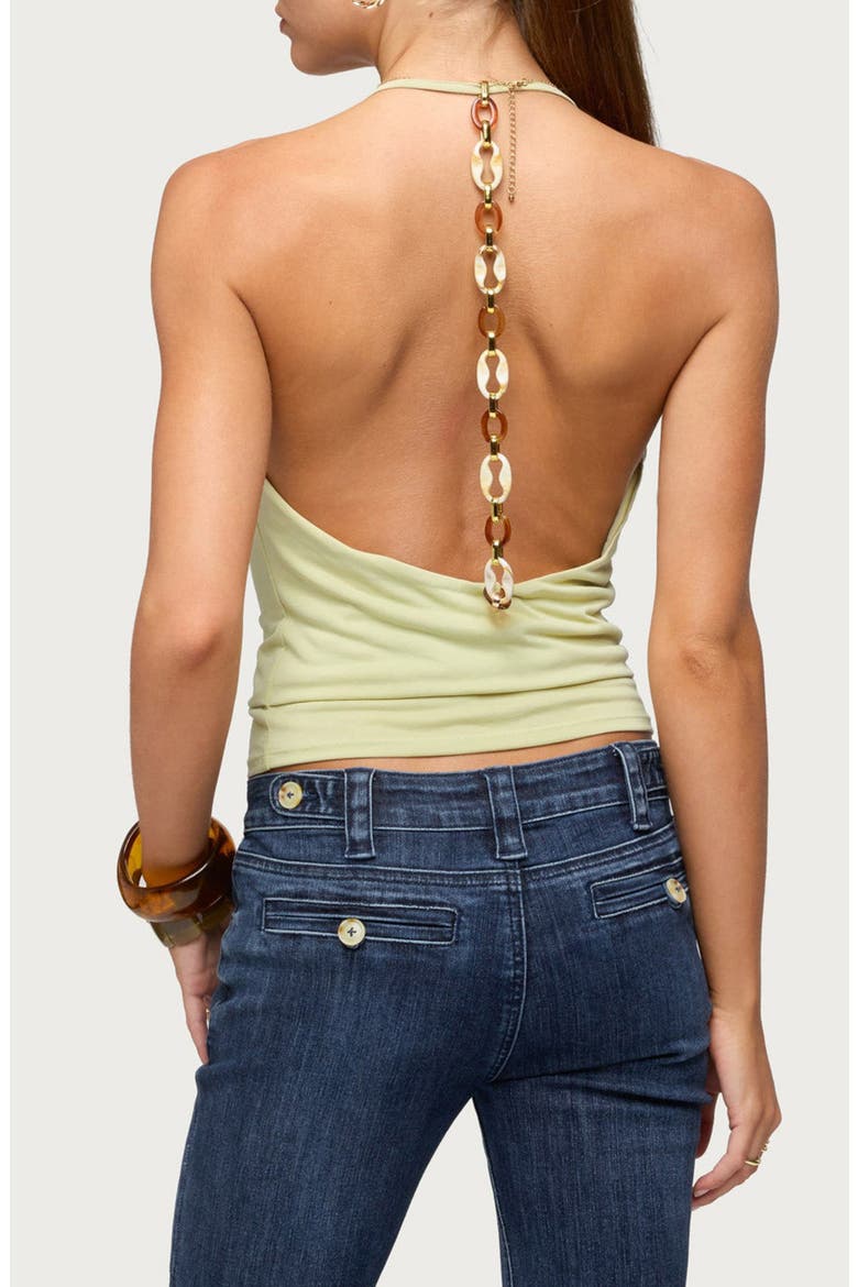 Solena Chain Halter Top, Alternate, color, SAGE