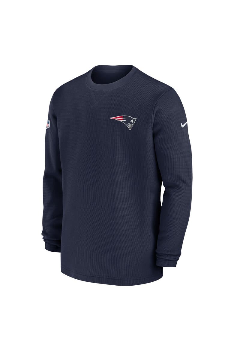 Men's Nike  Navy New England Patriots 2023 Sideline Throwback Heavy Brushed Waffle Long Sleeve Top, Alternate, color, Navy