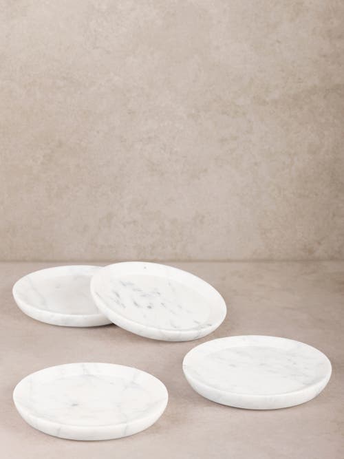 Gauri Kohli Paloma Marble Coasters, Set Of 4 In White