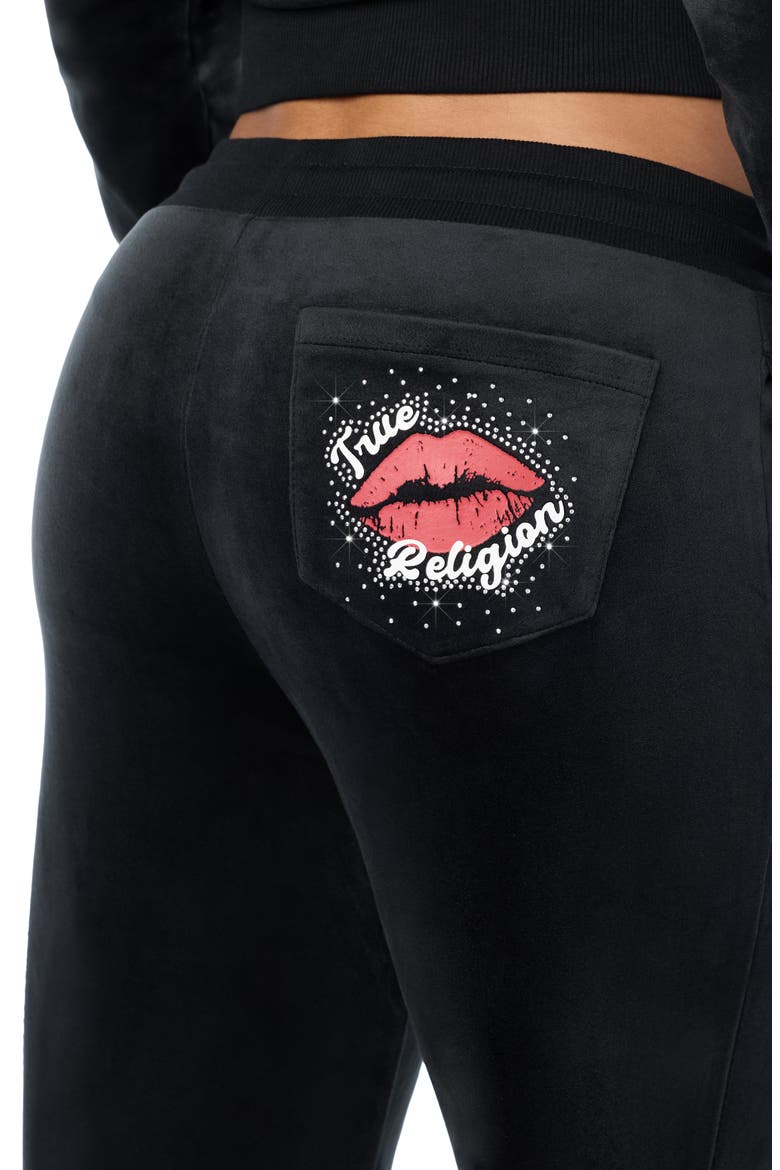 Kiss Velour Straight Leg Pants, Alternate, color, JET BLACK