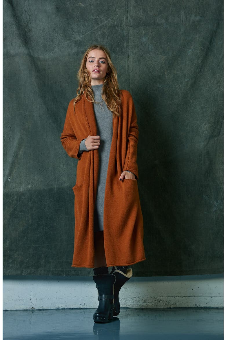 Easy Fit Long Cotton Blend Cardigan, Alternate, color, GREY MEDIUM HEATHER