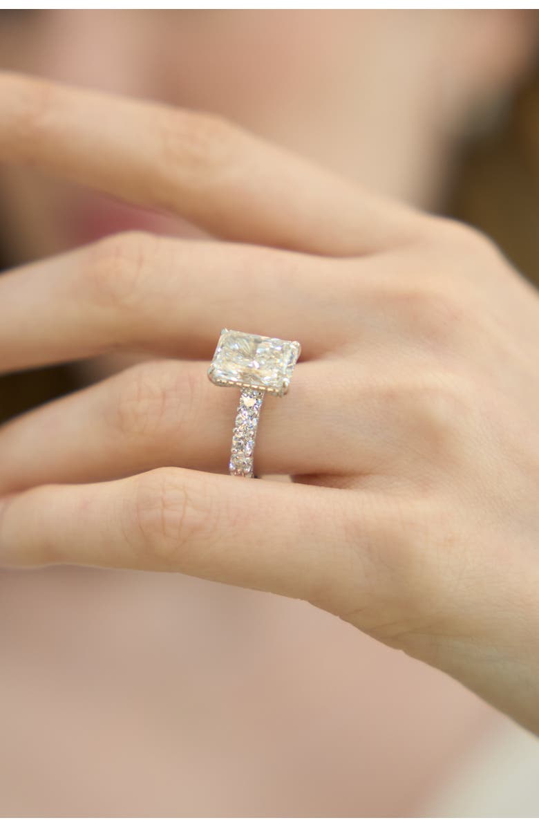 LuvMyJewelry Maelis 14K Gold Radiant Lab Grown Diamond Hidden Halo Engagement Ring - 7.45 Cts, Alternate, color, 14K White Gold