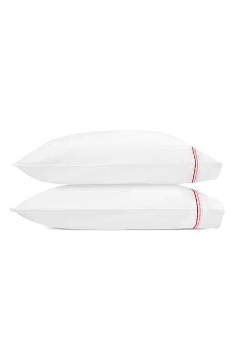Set of 2 Amara Triple Pearl Embroidered Cotton Pillowcase