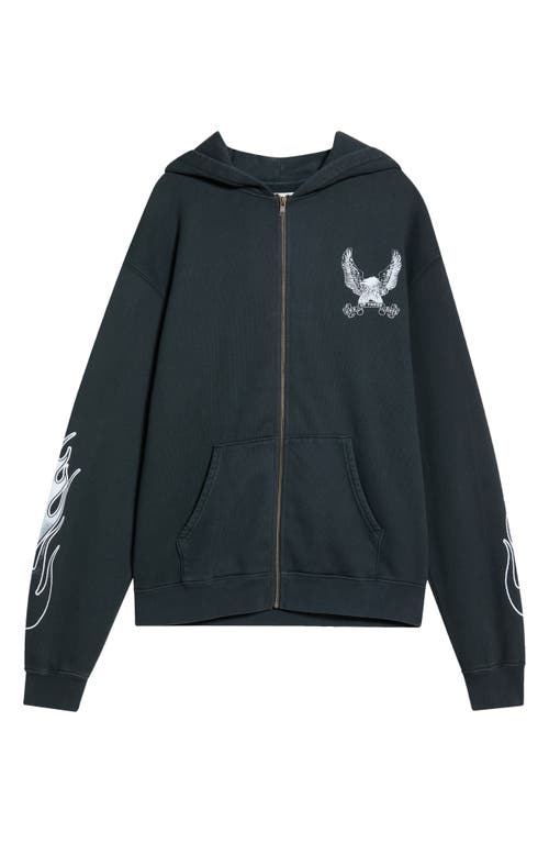 One Of These Days An American Original Cotton Fleece Zip Hoodie In Sun Faded Black