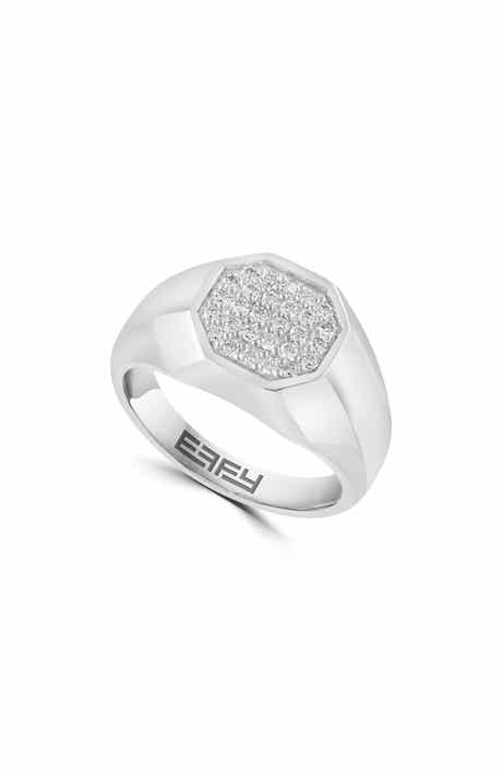 Sterling Silver Diamond Heptagon Ring