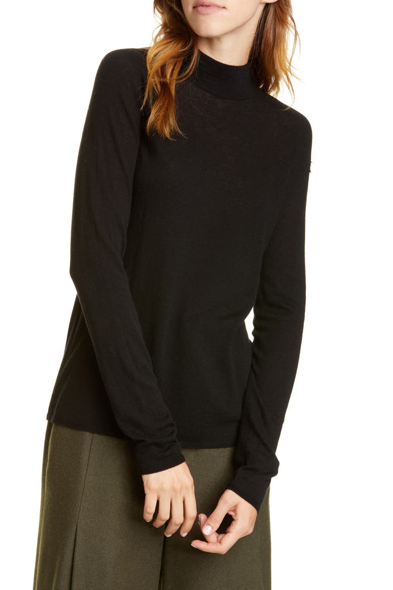 Seamless Wool Blend Mock Neck Top, Main, color, BLACK