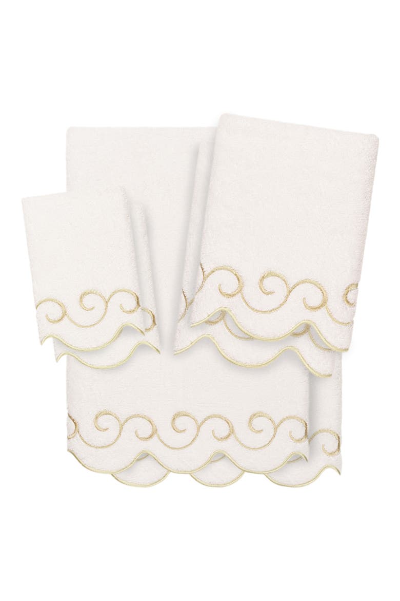Simplicity Scallop 6-Piece Turkish Cotton Towel Set, Main, color, WHITE/ BEIGE
