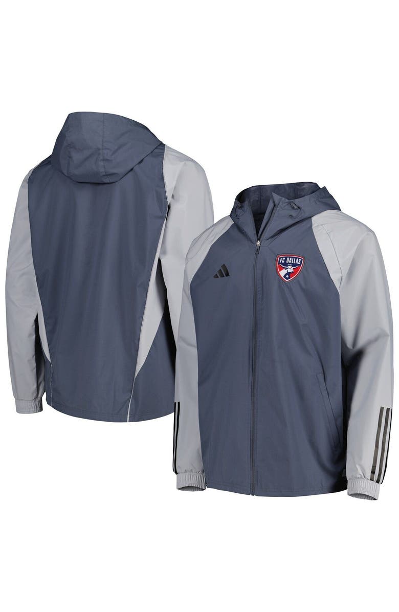 adidas Men's adidas Charcoal FC Dallas All-Weather Raglan Hoodie Full-Zip Jacket, Main, color,