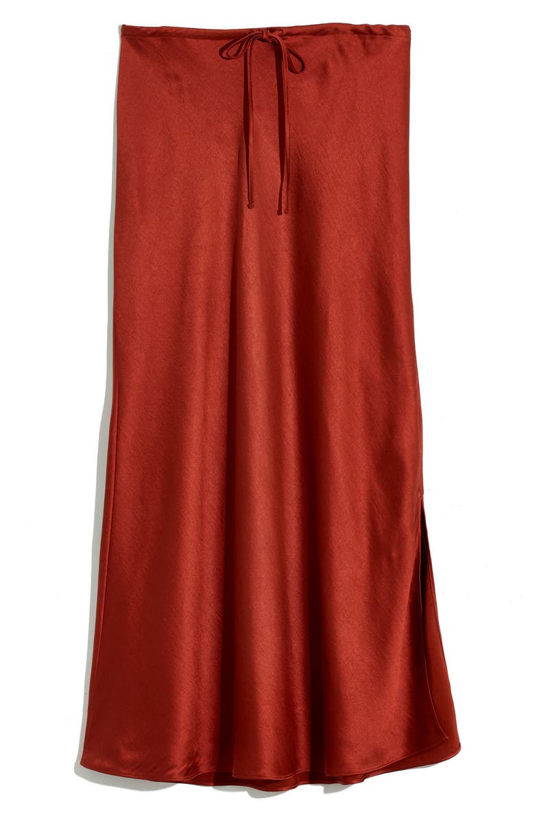 Madewell Drawstring Midi Slip Skirt, Alternate, color,