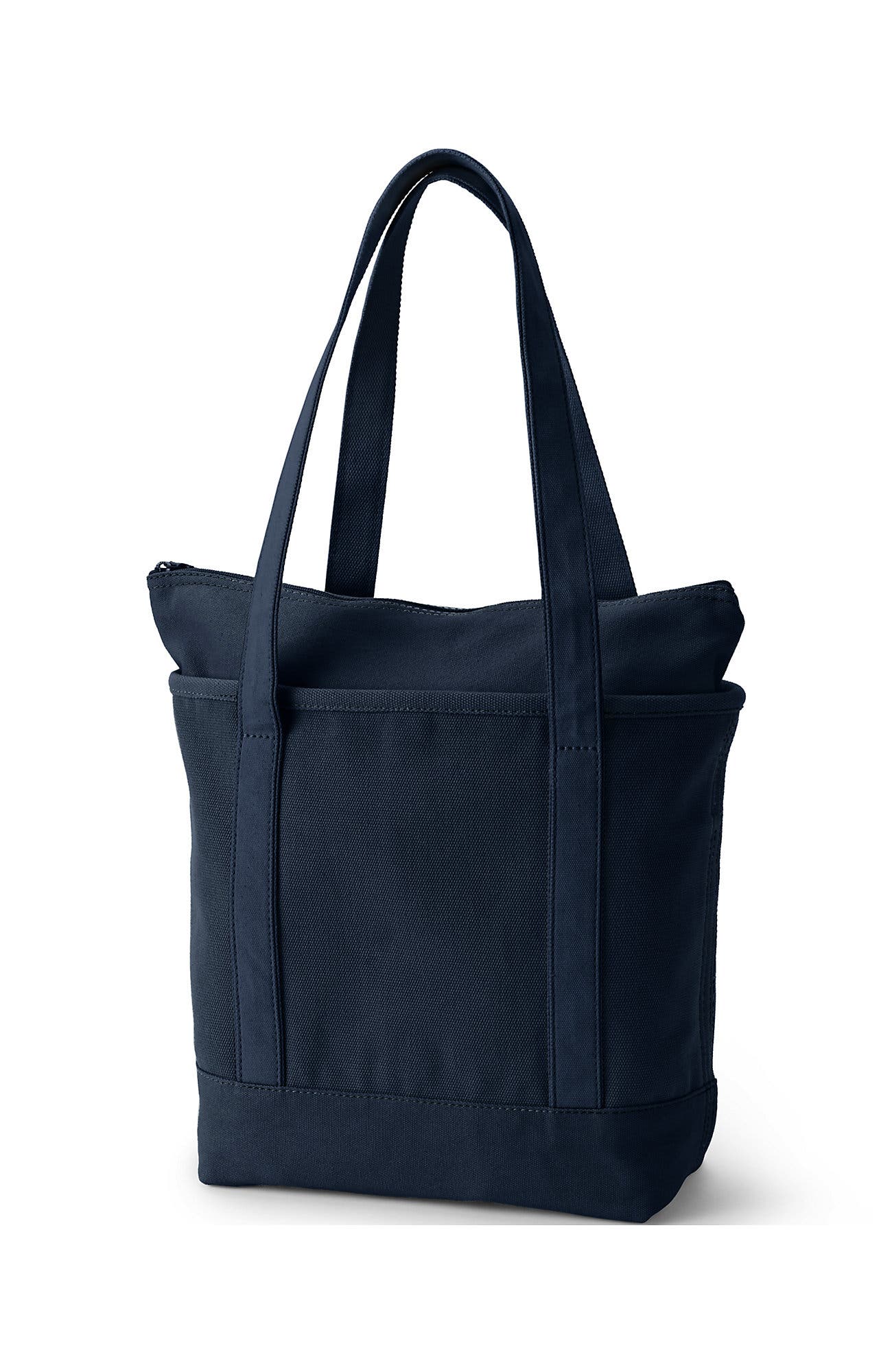 Zip Top Long Handle Canvas Tote Bag, Alternate, color, Radiant Navy