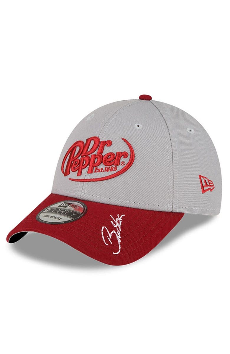 New Era Men's New Era Gray/Maroon Bubba Wallace 9FORTY Dr. Pepper Big Number Snapback Adjustable Hat, Alternate, color, 
