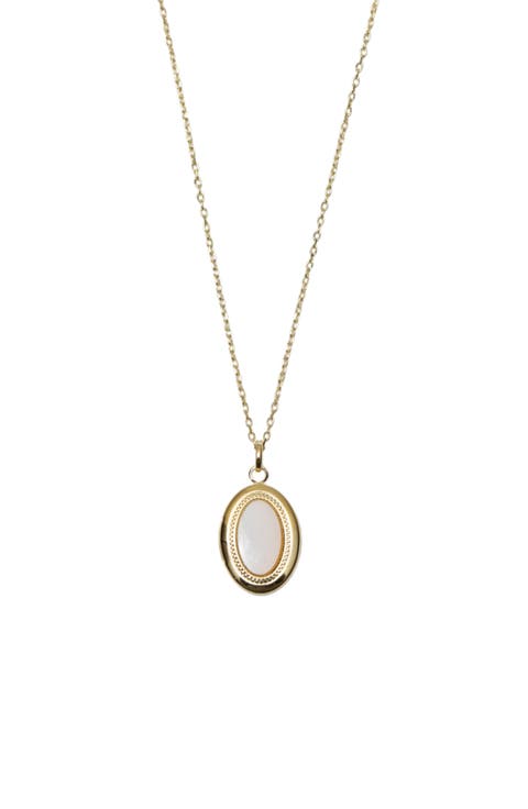 Mother-of-Pearl Oval Pendant Necklace