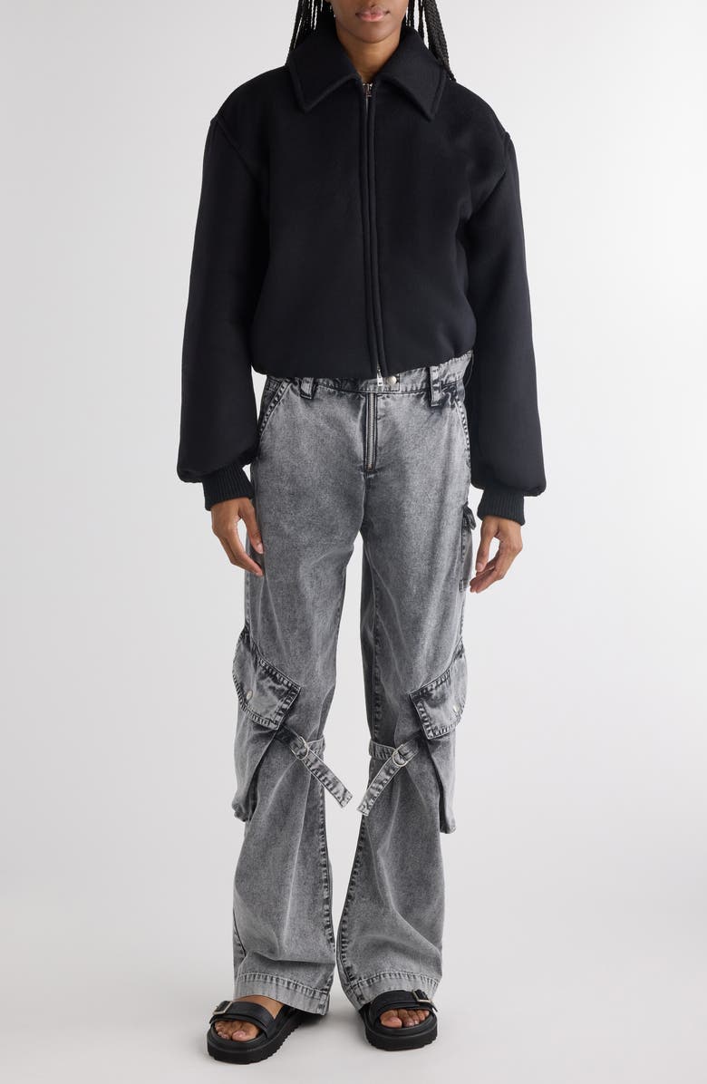 Acne Studios Owella Wool Blend Felt Bomber Jacket, Alternate, color, 