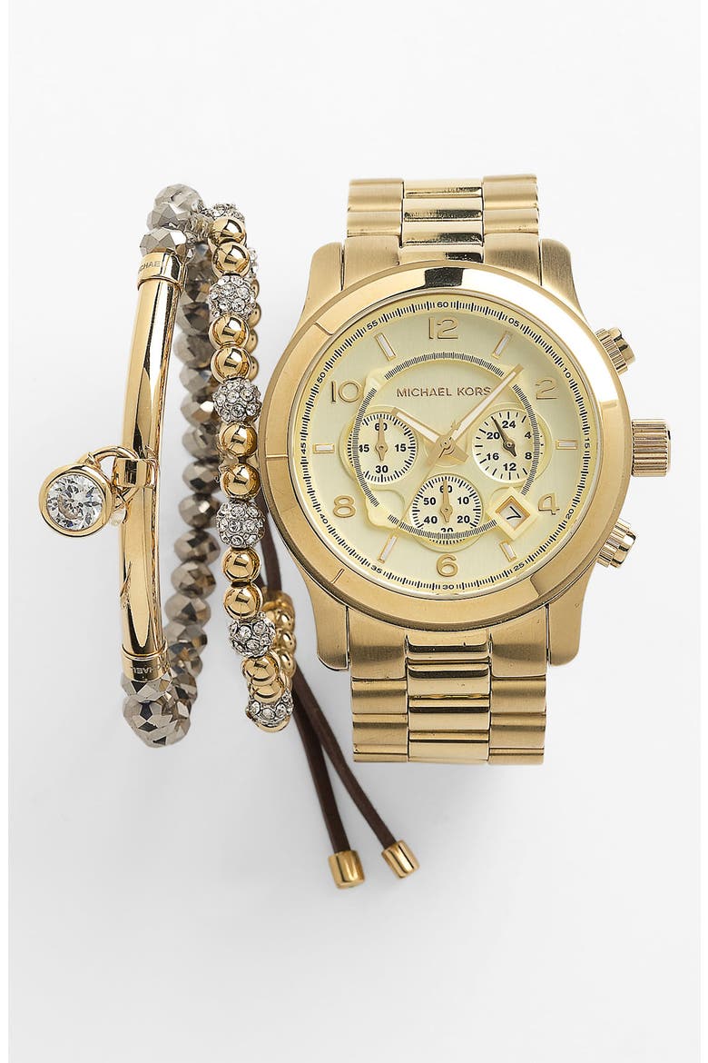 'Large Runway' Chronograph Bracelet Watch, 45mm, Alternate, color, GOLD