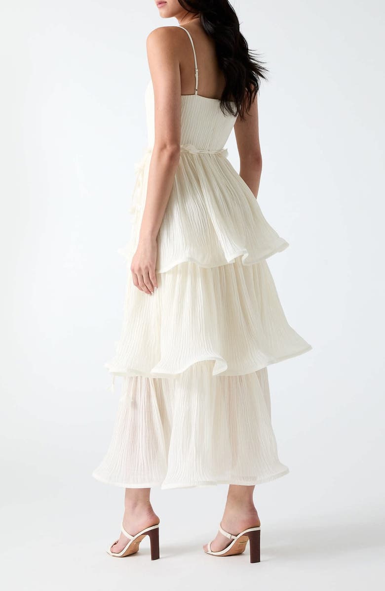 GUESS Alessia Sleeveless Tiered Ruffle Maxi Dress, Alternate, color, White