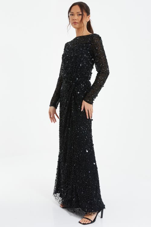 QUIZ QUIZ EMBELLISHED TWIST DETAIL EVENING DRESS