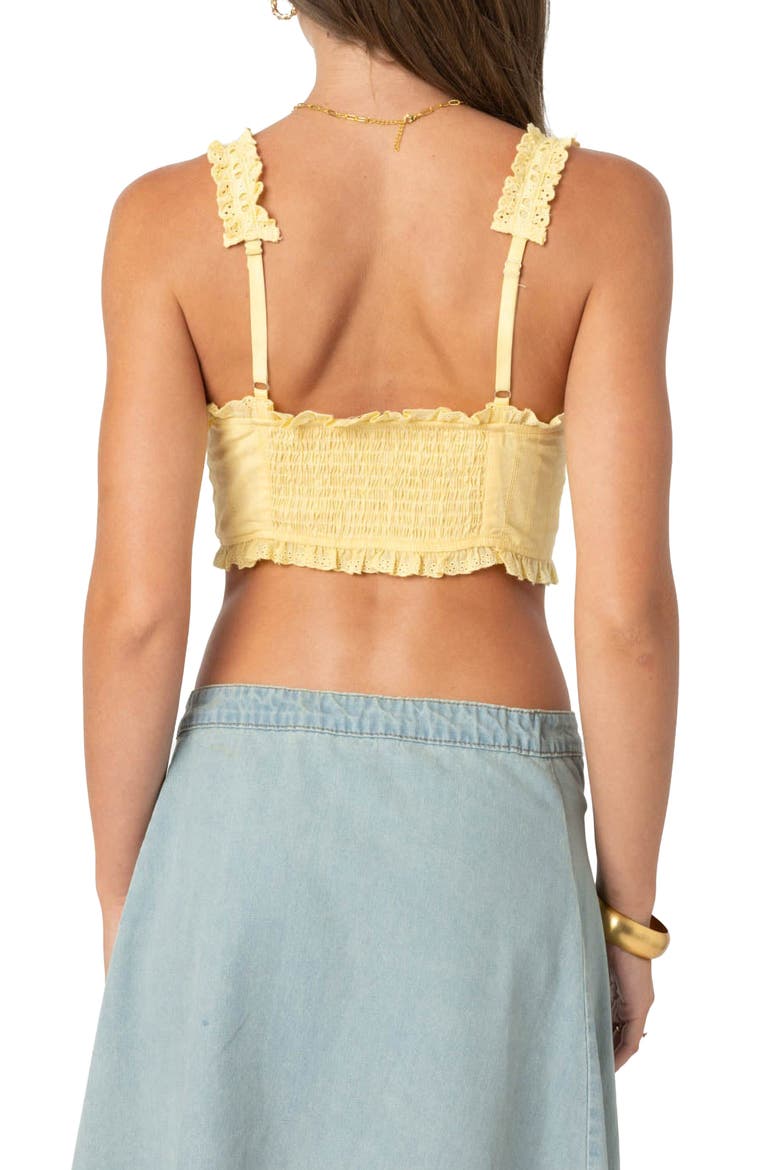 Eyelet Ruffle Crop Top, Alternate, color, YELLOW