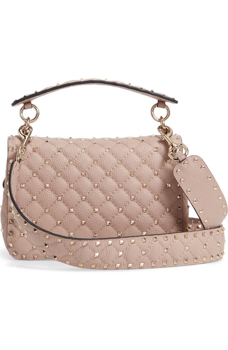 Valentino Garavani Spike Up Matelassé Calfskin Leather Shoulder Bag, Alternate, color,