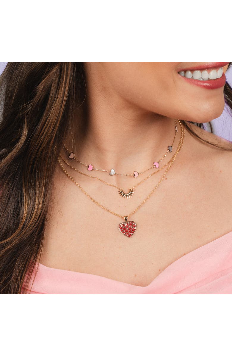 The Lovery Fine Jewelry Rose Enamel Heart Charm, Alternate, color, Red