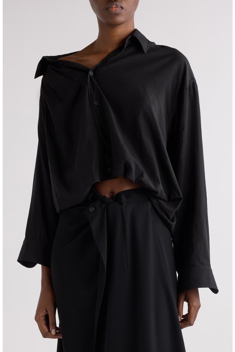 One-Shoulder Button-Up Shirt, Main, color, 1000 BLACK