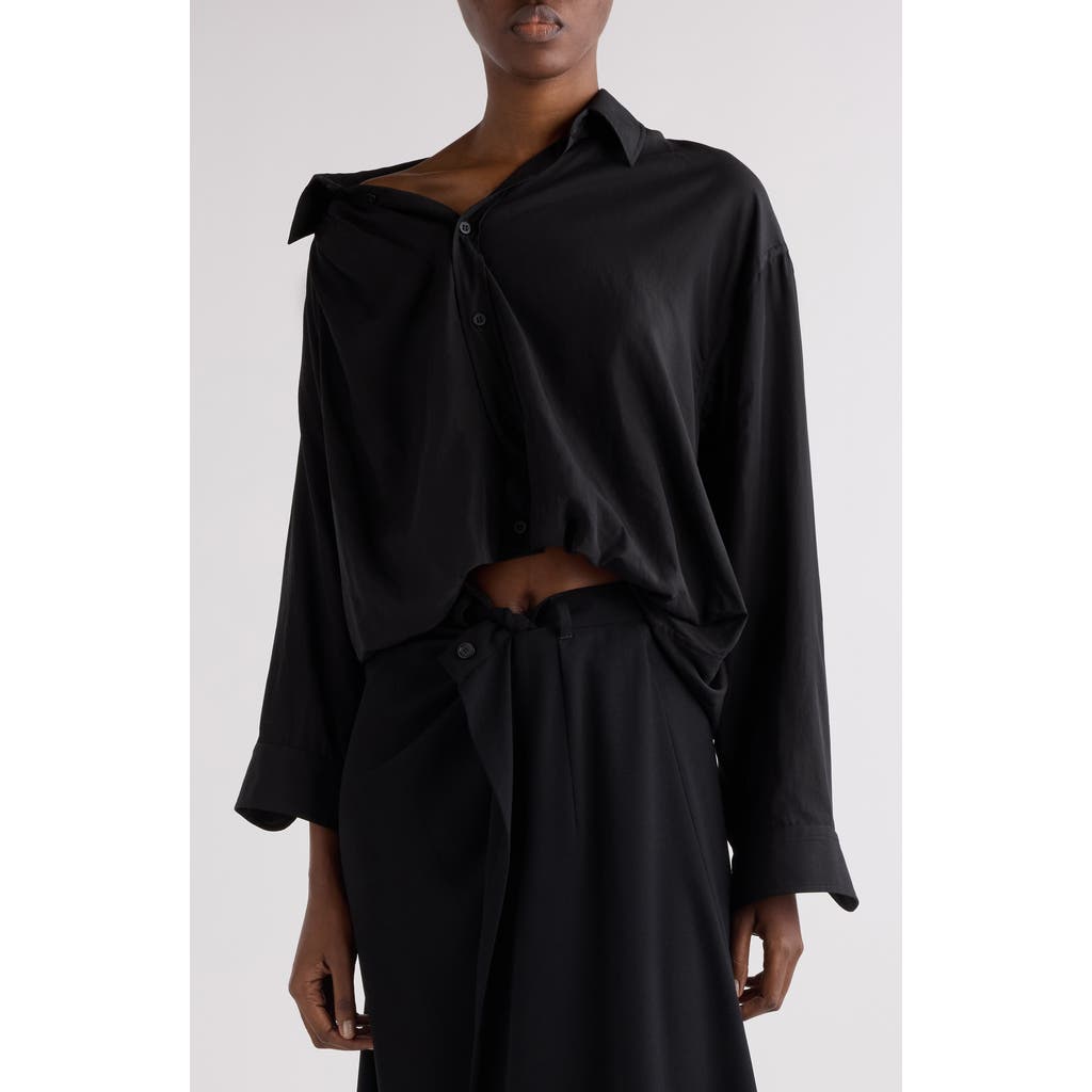 Balenciaga One-shoulder Button-up Shirt In Black