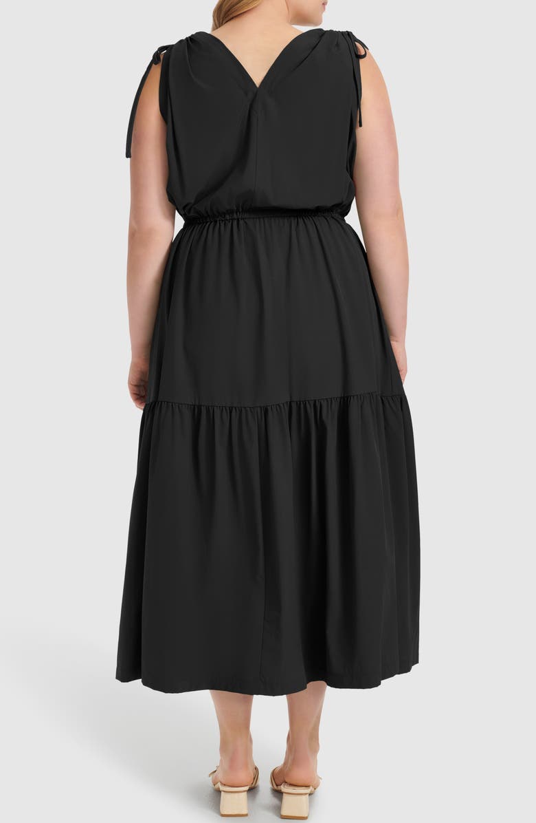 Calvin Klein Commuter Sleeveless Tiered Midi Dress, Alternate, color, Black