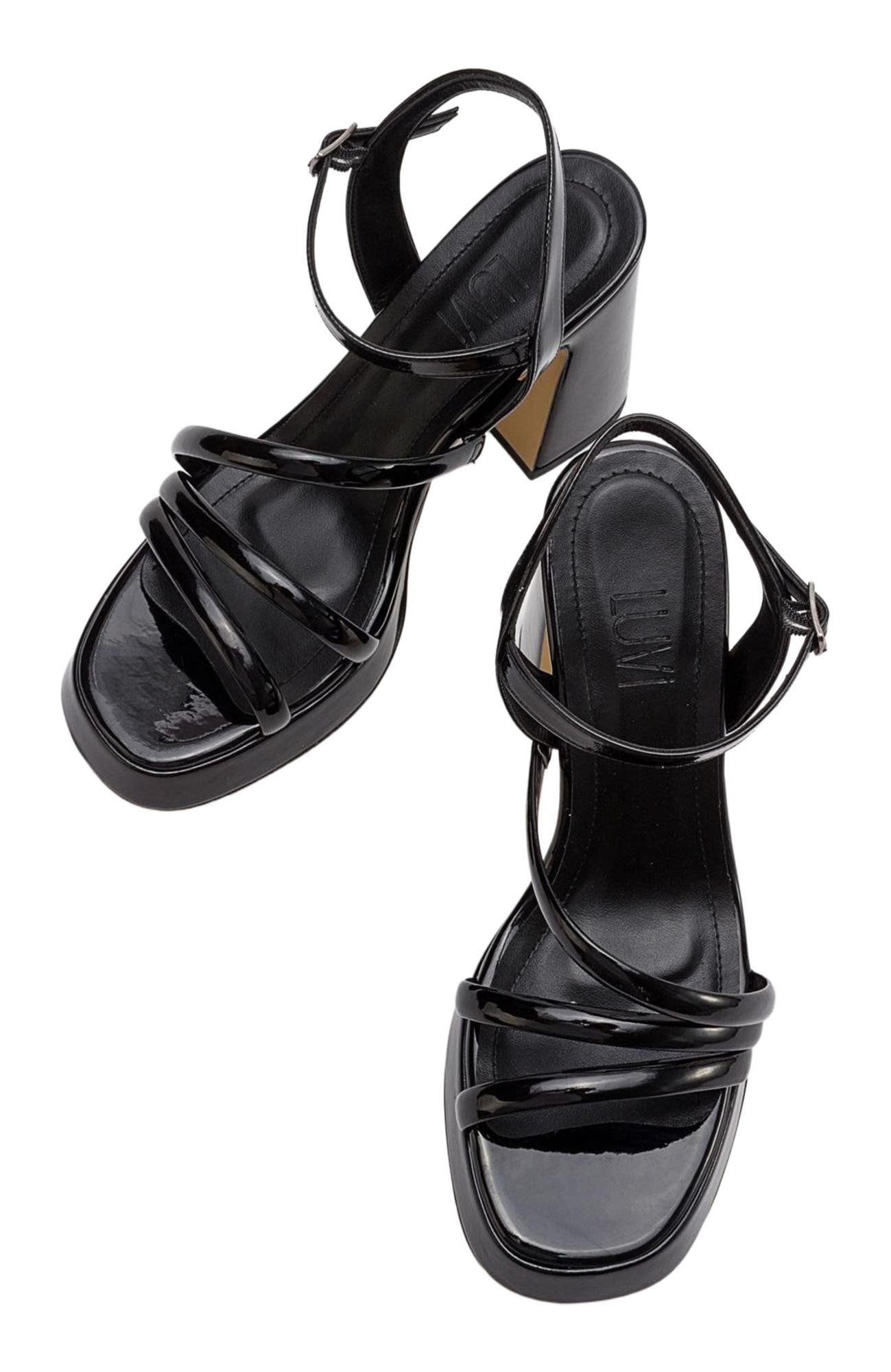 Prologue Shoes Heas Platform Sandal, Alternate, color, Black Faux Leather