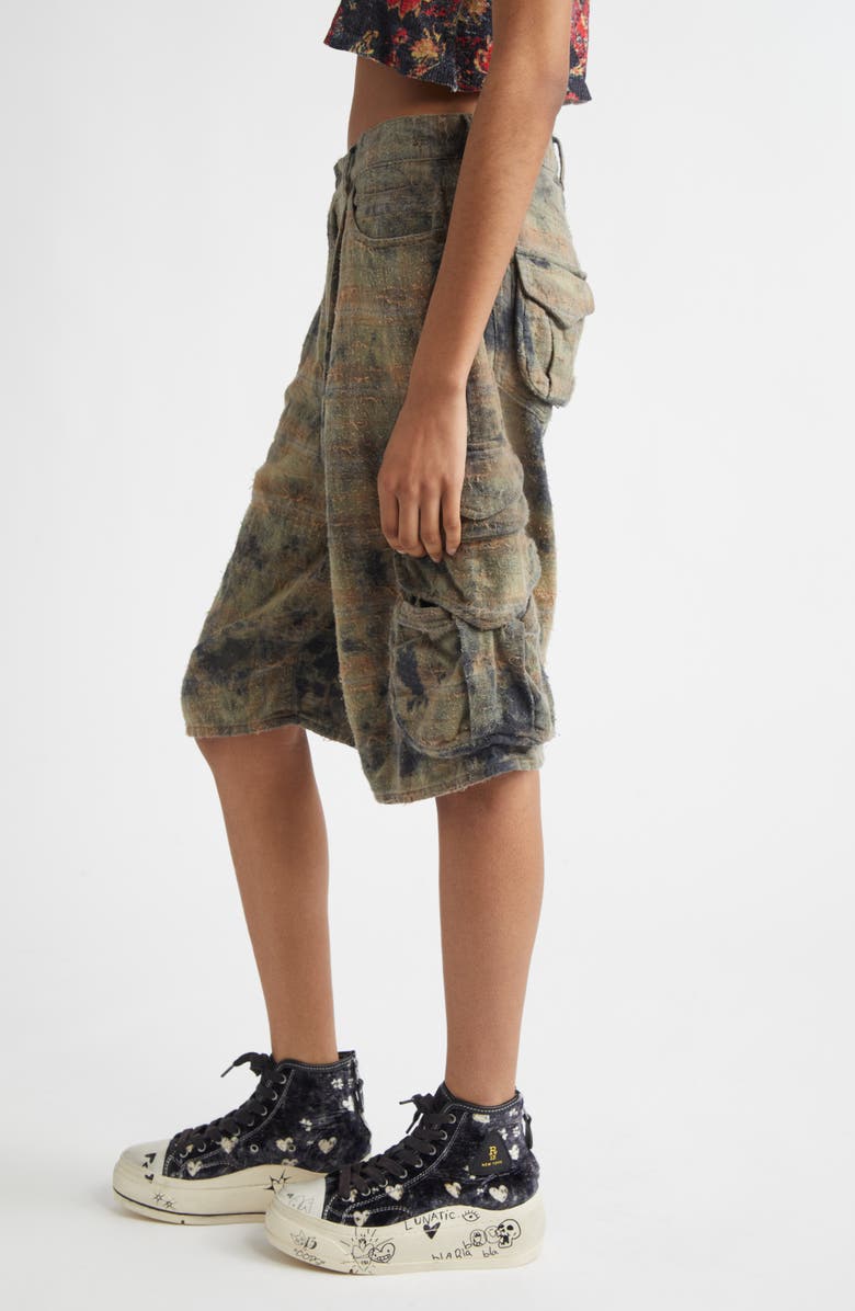 R13 Plaid Cotton Flannel Cargo Bermudo Shorts, Alternate, color, Bleached Orange Green Plaid