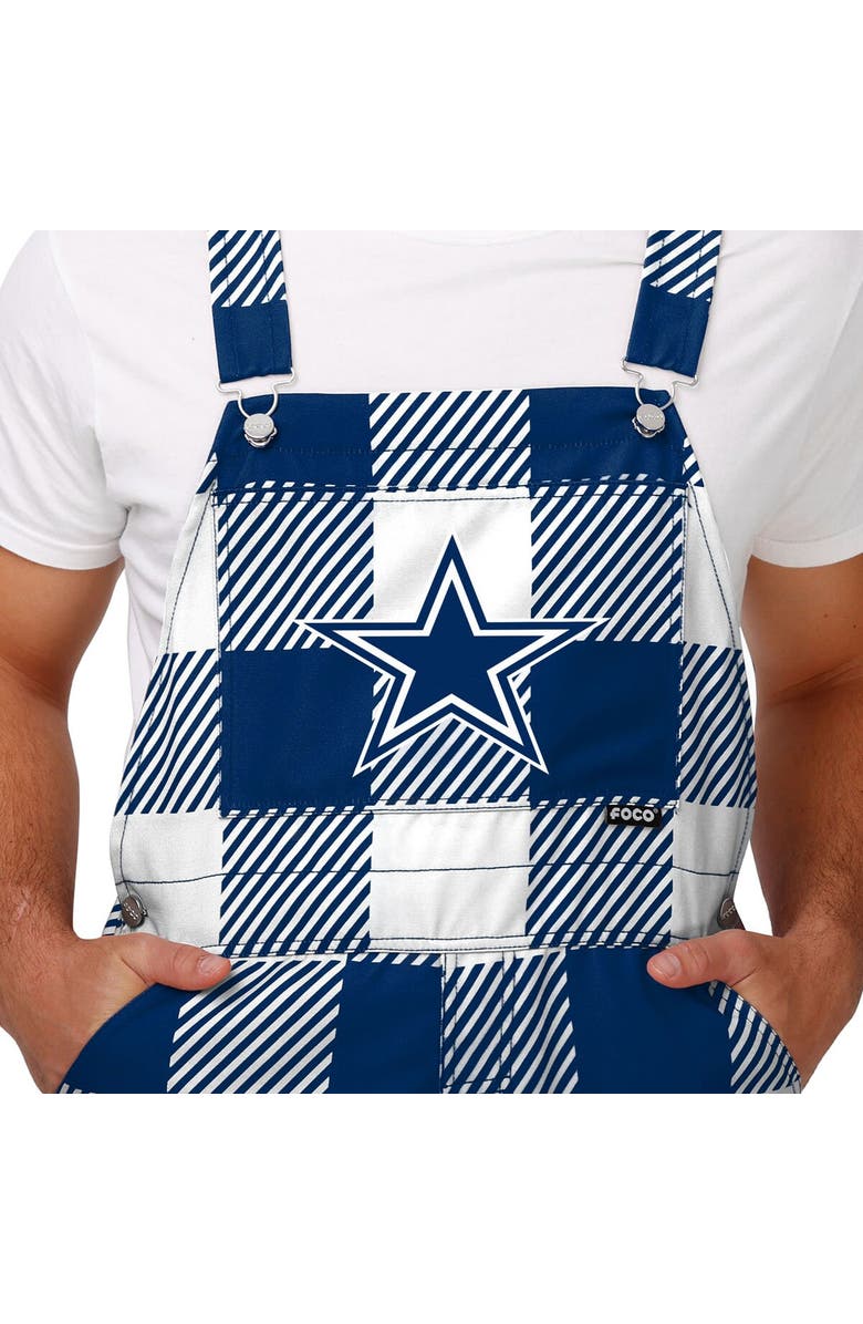 FOCO Men's FOCO  Navy Dallas Cowboys Big Logo Plaid Overalls, Alternate, color, 