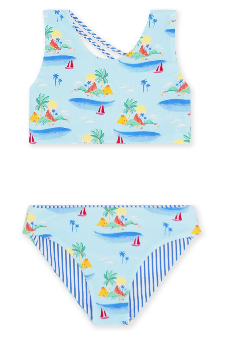 Kids' Summer Sun Reversible Two-Piece Swimsuit, Main, color, CLEARWATER
