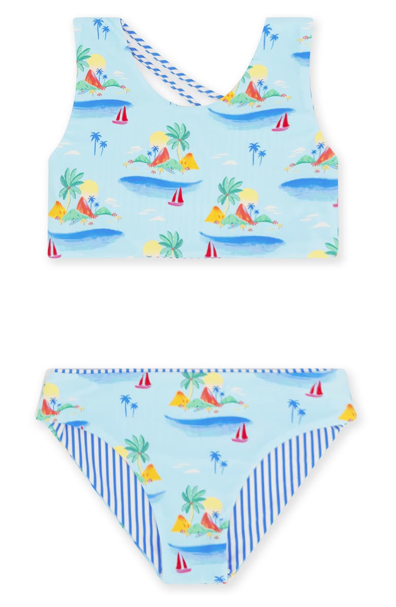 Feather 4 Arrow Kids' Summer Sun Reversible Two-Piece Swimsuit, Main, color, Clearwater